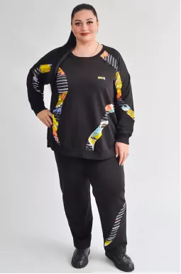 Прогулянковий костюм без застібки з яскравими акцентами великих розмірів