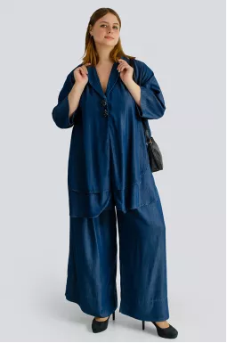 Джинсовый костюм с украшениями больших размеров