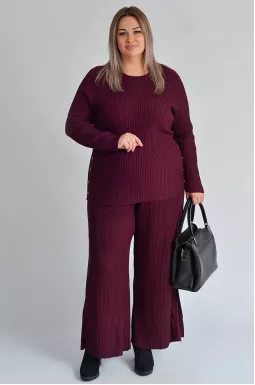 Костюм прогулочный из трикотажа рубчик с люрексовым блеском больших размеров