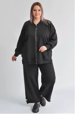 Прогулянковий костюм на блискавці з оригінальними резинками великих розмірів