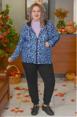 Прогулянковий костюм з художнім принтом осіннього листя великих розмірів