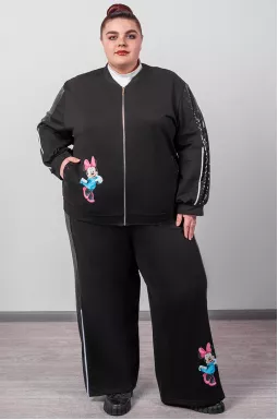 Прогулянковий костюм на блискавці з тематичним принтом великих розмірів