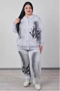 Прогулянковий костюм з застібкою з графічним акцентом великих розмірів