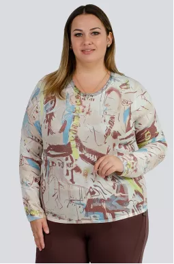 Пуловер в принт великих розмірів