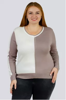 Двокольоровий пуловер великих розмірів