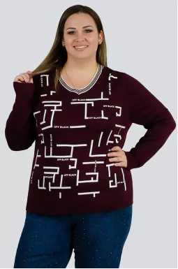 Пуловер в'язка дрібна в принт великих розмірів