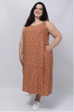 Сарафан-платье с бретелями на завязках батал