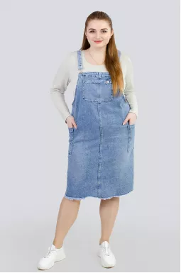 Трендовый сарафан миди джинс больших размеров