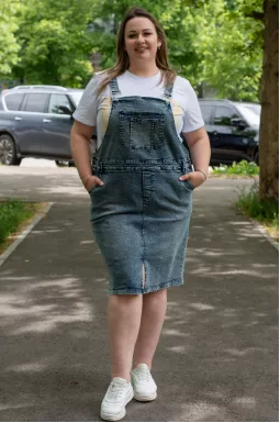 Сарафан міні джинсовий великих розмірів