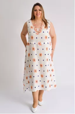 Сарафан-сукня міді з декоративною прикрасою великих розмірів