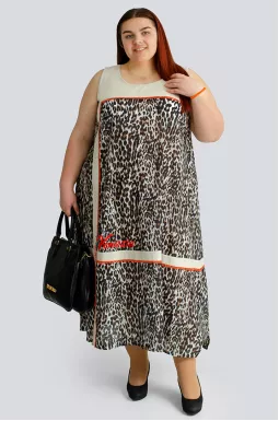 Сарафан-платье миди в леопардовый принт больших размеров