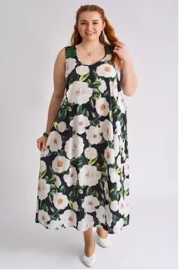 Сарафан-платье макси с цветочным узором больших размеров