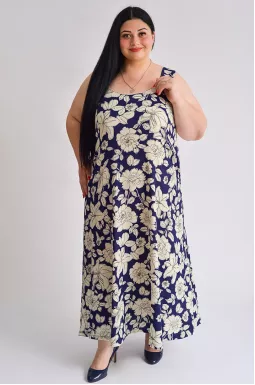 Сарафан-сукня максі в квітковий принт великих розмірів
