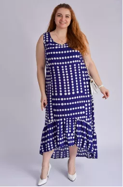 Сарафан-сукня міді в горох великих розмірів