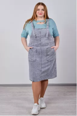 Сарафан джинсовий в сірому кольорі з кишенями великих розмірів