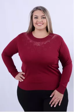 Джемпер короткий з мереживом і вишивкою 