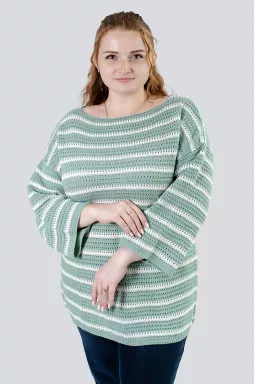 Ніжний в'язаний джемпер в смужку супер батал