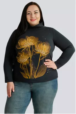 Блуза с цветочным декором больших размеров