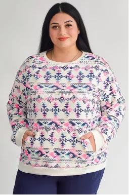 Світшот на флісі з яскравим принтом великих розмірів