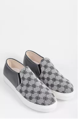 Слипоны серого цвета с узором больших размеров