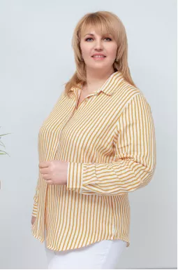 Сорочка льняна в вертикальну смужку супер батал