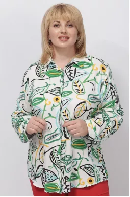 Рубашка длинная в разноцветный принт супер батал