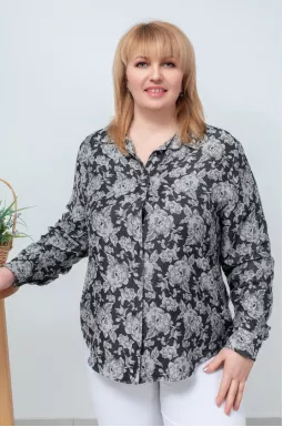 Сорочка довга штапель в квітковий принт батал
