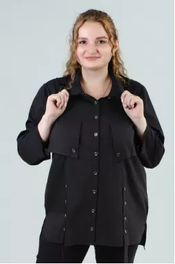 Сорочка з великими кишенями і декором супер батал