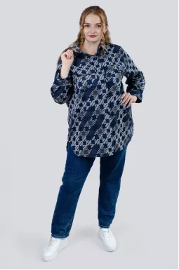 Сорочка байкова в принт з кишенями супер батал