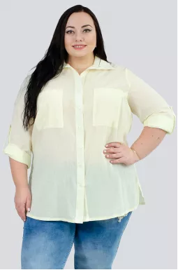 Стильна сорочка із жатки великих розмірів
