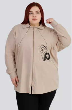 Сорочка стрейч котон на блискавці великих розмірів