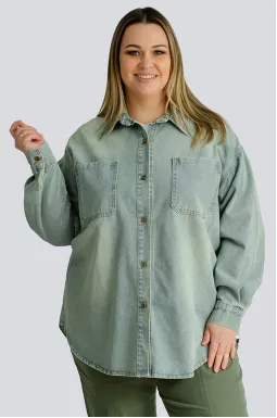 Джинсовая рубашка больших размеров