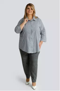Смугаста котонова сорочка великих розмірів