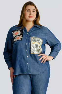 Сорочка довга зі стразами великих розмірів