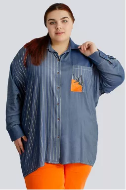 Сорочка у кольорі денім великих розмірів