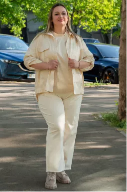 Сорочка лляна з кишенями великих розмірів