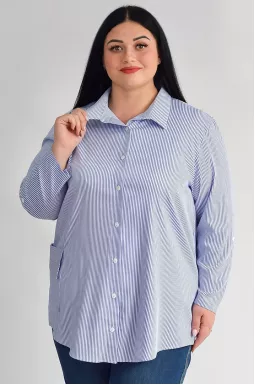 Сорочка довга в смужку з кишенею великих розмірів