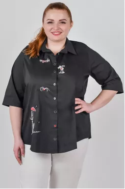 Сорочка довга з вишитими графічними акцентами великих розмірів