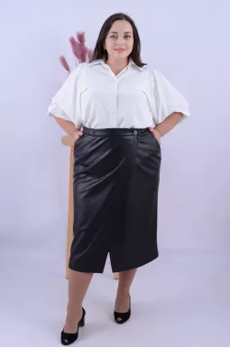 Спідниця міді зі штучної шкіри 