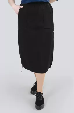 Спідниця міді з кишенями і затяжками батал