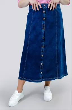 Юбка джинсовая макси на пуговицах батал
