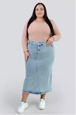 Трендова джинсова спідниця міді супер батал