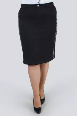 Юбка джинсовая миди с лампасами батал