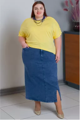 Спідниця максі джинсова великих розмірів