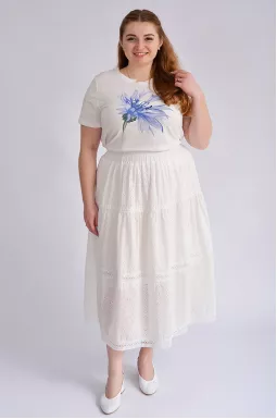 Спідниця міді білого кольору великих розмірів