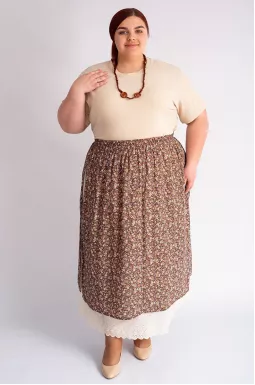 Спідниця максі в дрібний квітковий принт великих розмірів