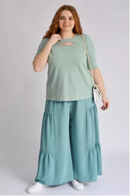 Спідниця-брюки максі жатка великих розмірів