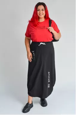 Спідниця міді зі стрейч-котону з накладними кишенями великих розмірів