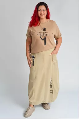 Спідниця міді зі стрейч-котону з накладними кишенями великих розмірів