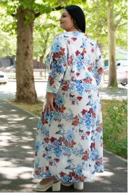 Юбка макси трикотаж сетка с принтом больших размеров